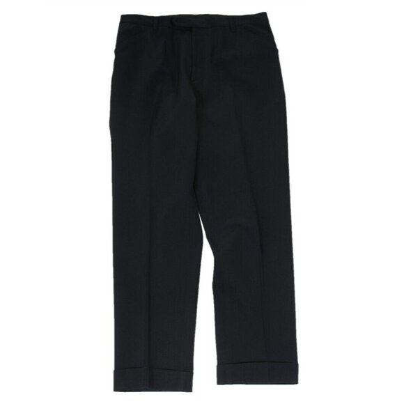 Prada Mens Dress Pants Size Small IT 46 Navy Blue Poly Stretch Trousers Cuffed - Picture 1 of 11